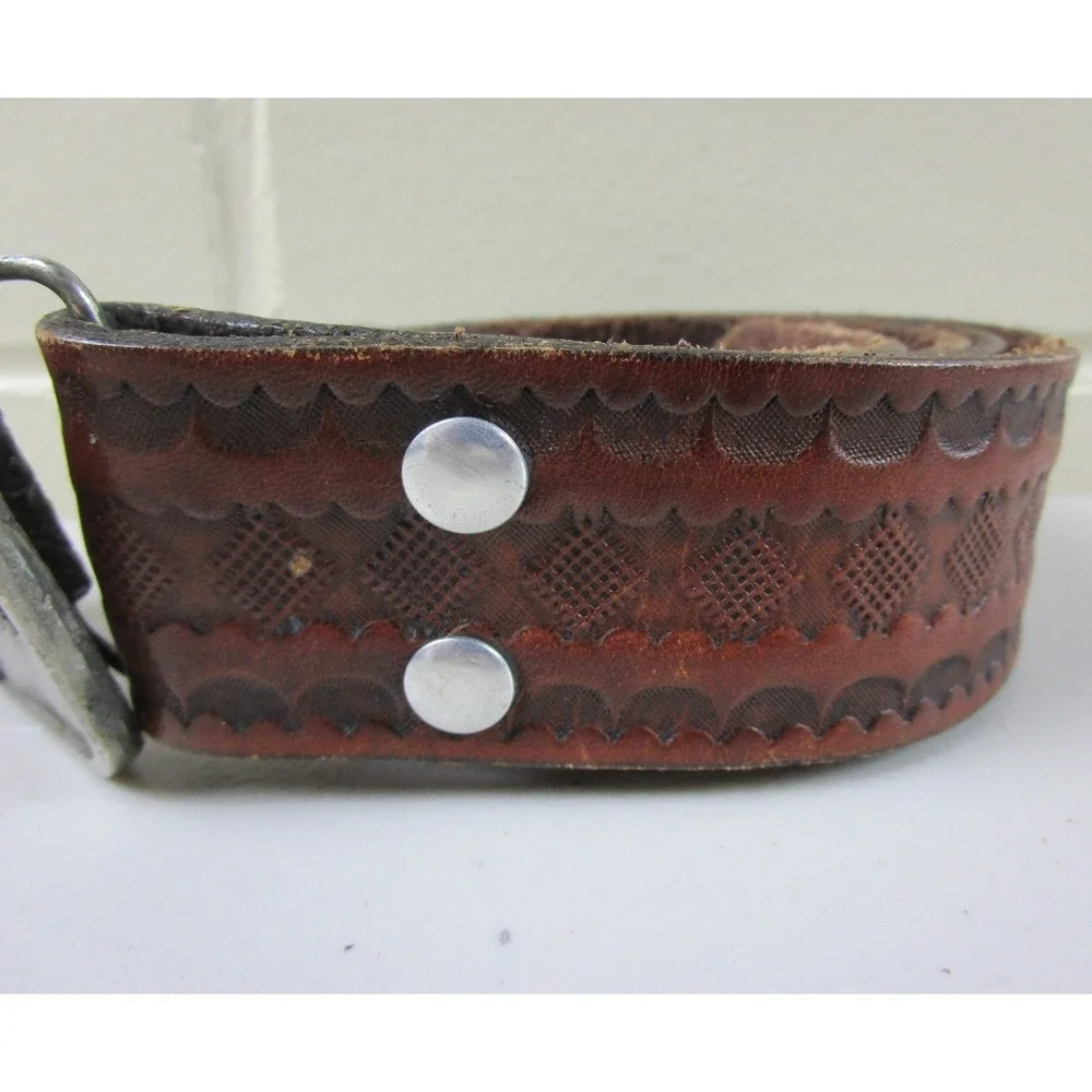 Vintage 80s Siskiyou Buckle Company Pewter Belt Buckle (42) Fishing Leather Belt